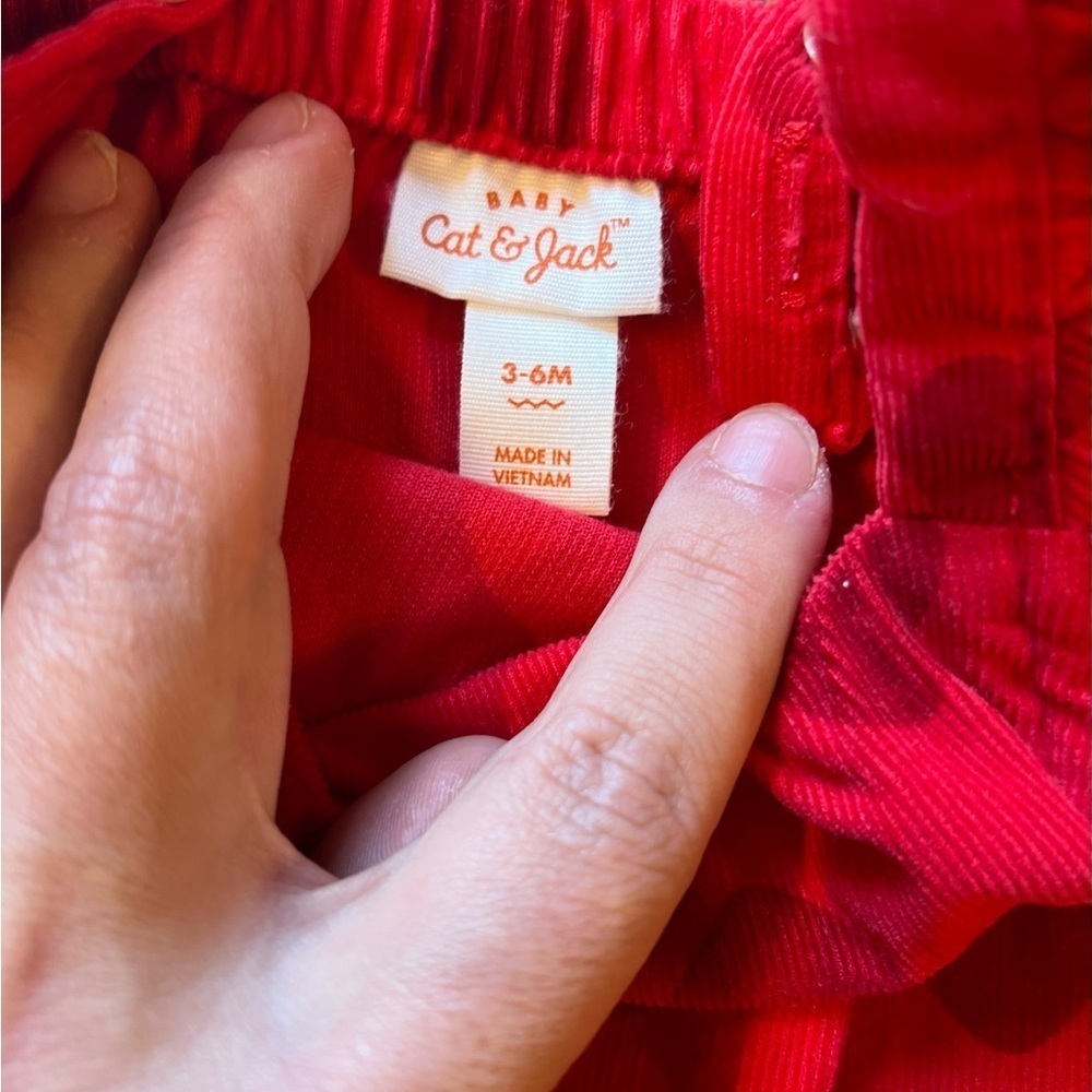 🧡 5 for $25 SALE 🧡 CAT & JACK red velvet heart overalls - Picture 3 of 4